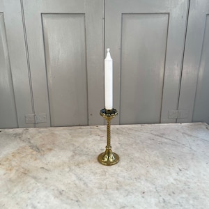 Antique Victorian Gothic small brass church candlestick