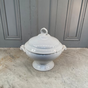 Antique French white porcelain soup tureen Opaque Luneville