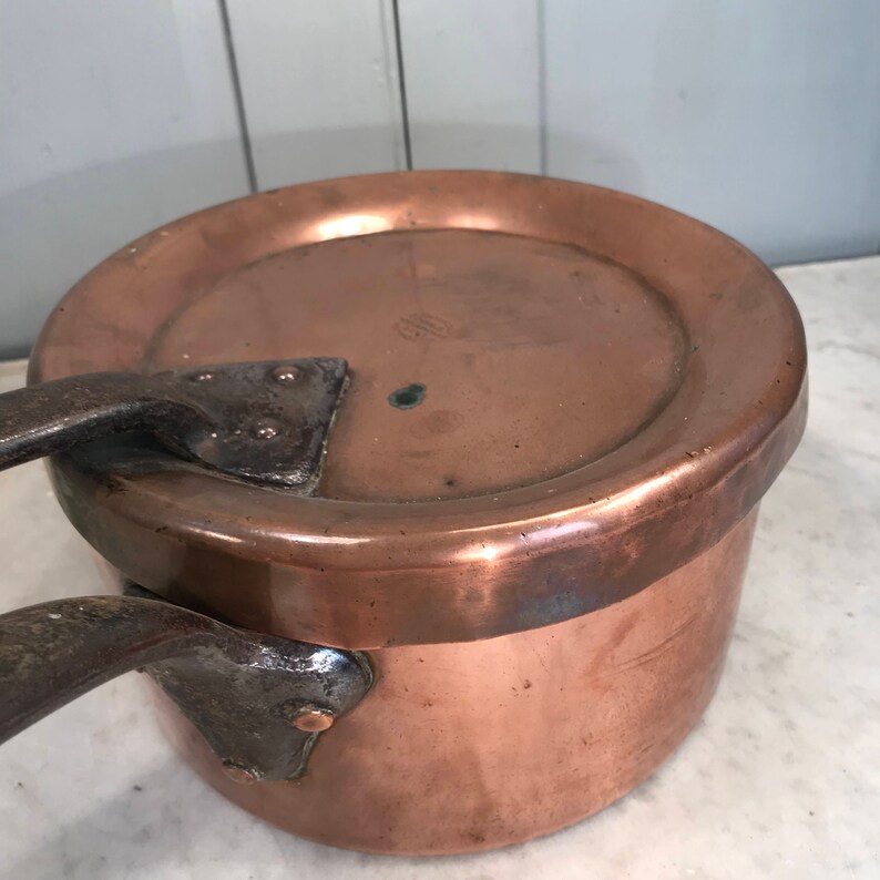 Antique English copper saucepan with lid by Wilson and Son Etsy
