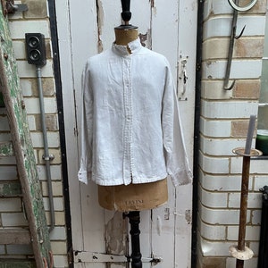 Antique French white brushed cotton warm blouse size M/L