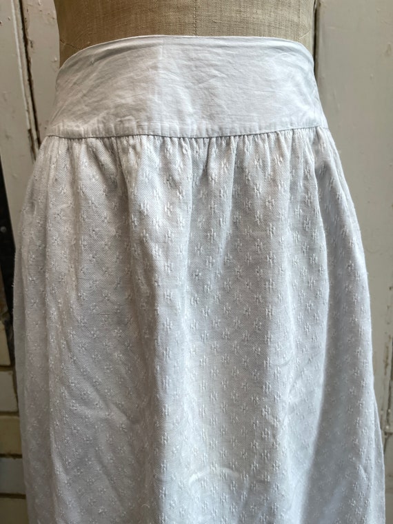 Antique French white cotton pique Marcella skirt … - image 3