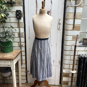 Vintage French handmade grey cotton striped apron