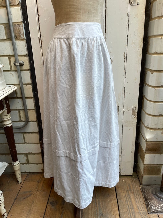 Antique French white cotton pique Marcella skirt … - image 2