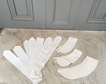 Set of 10 antique Dutch mens white cotton shirt collars