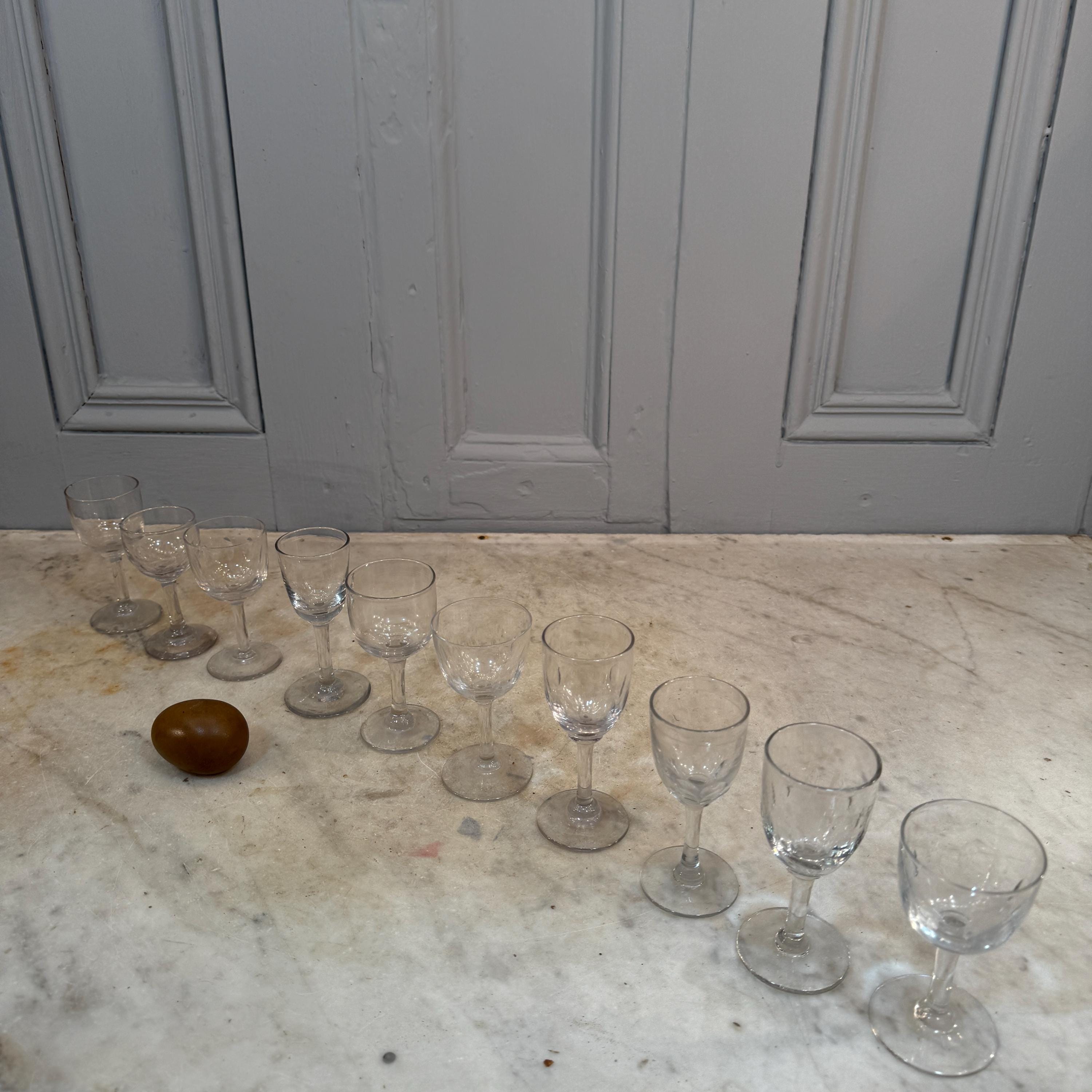10 Assorted Antique Victorian Small Cut Glass Wine or Sherry