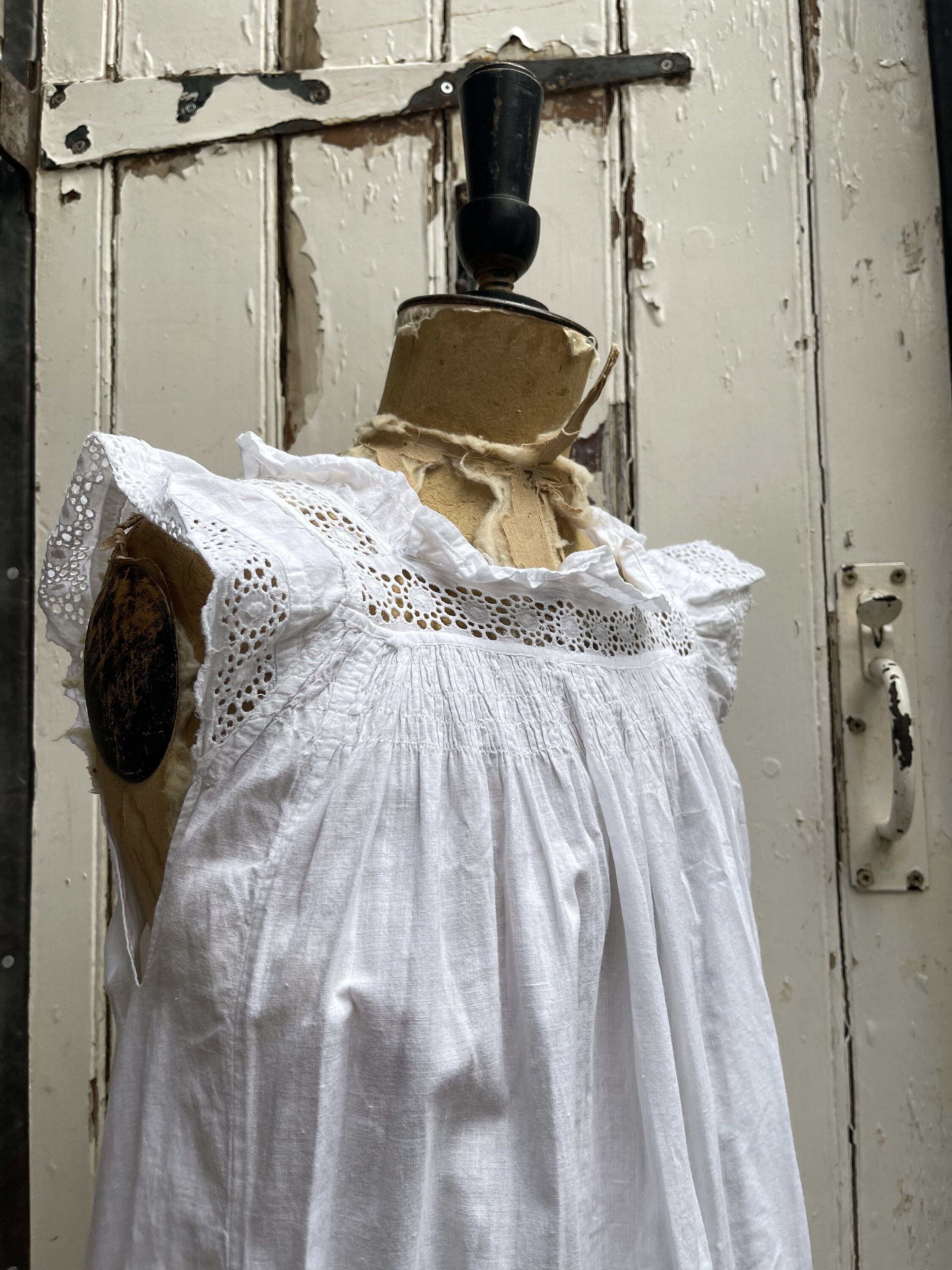 Antique white cotton pinafore dress nightdress apron size S | Etsy