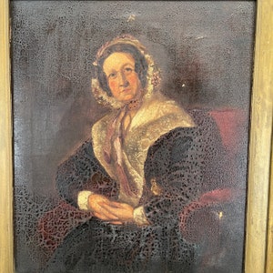Antique Victorian Oil Painting Portrait of Senior Lady in Bonnet Called ...