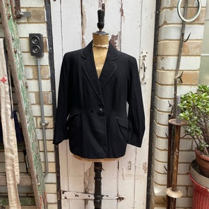 Antique French black wool jacket blazer by Weill Paris size M