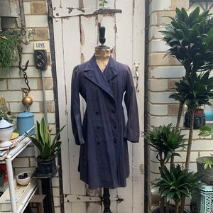 Antique vintage British WW2 blue cotton chores coat jacket size S