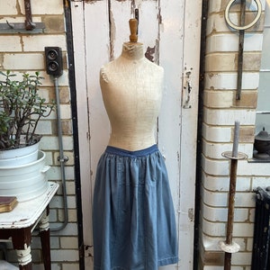 Antique vintage French handmade blue wool skirt size M UK 12