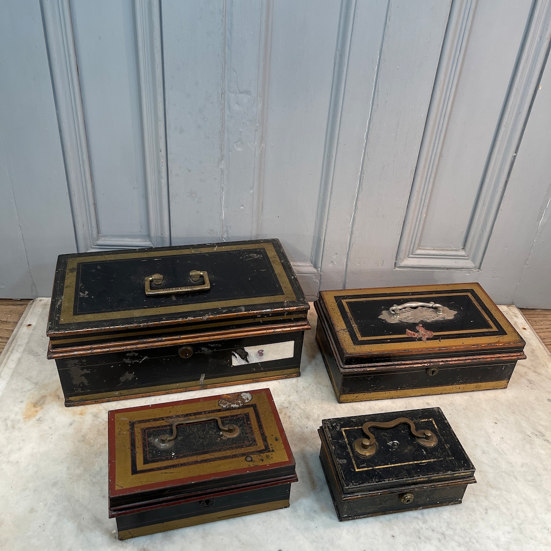 4 Non Matching Antique Victorian Toleware Cash Tins Boxes - Etsy