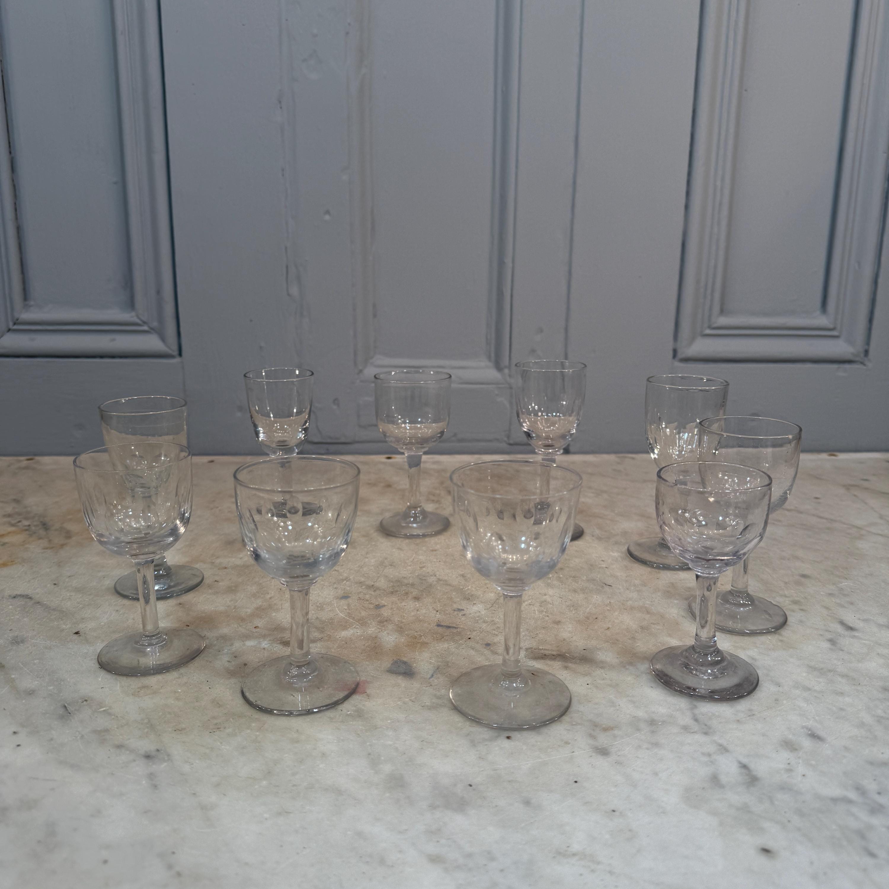 10 Assorted Antique Victorian Small Cut Glass Wine or Sherry