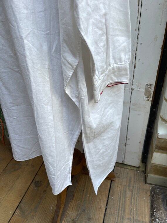 Antique French white warm cotton long nightdress … - image 5