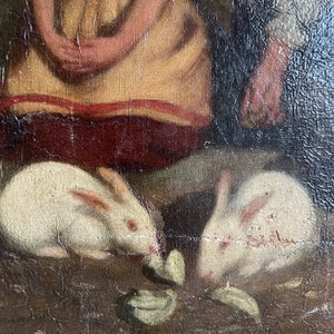 Antique Dutch Oil Painting Portrait Study of Children With White ...