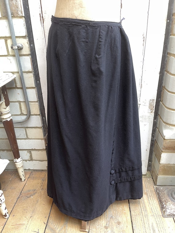 Antique Dutch handmade long black wool skirt with… - image 2