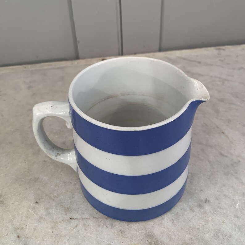 Antique TG Green Cornish Kitchen Ware blue striped milk jug Etsy