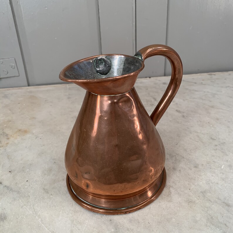 Antique early Victorian copper pint measure jug with assay Etsy