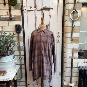 Warmes Vintage französisches Herren Baumwoll Karohemd Größe M/L