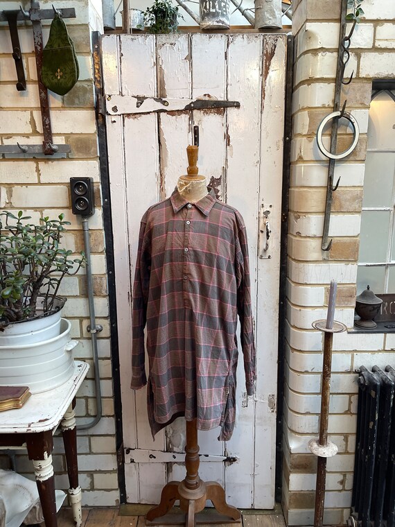 ヴィンテージ フランス製 メンズ 暖かいコットン チェック シャツ  