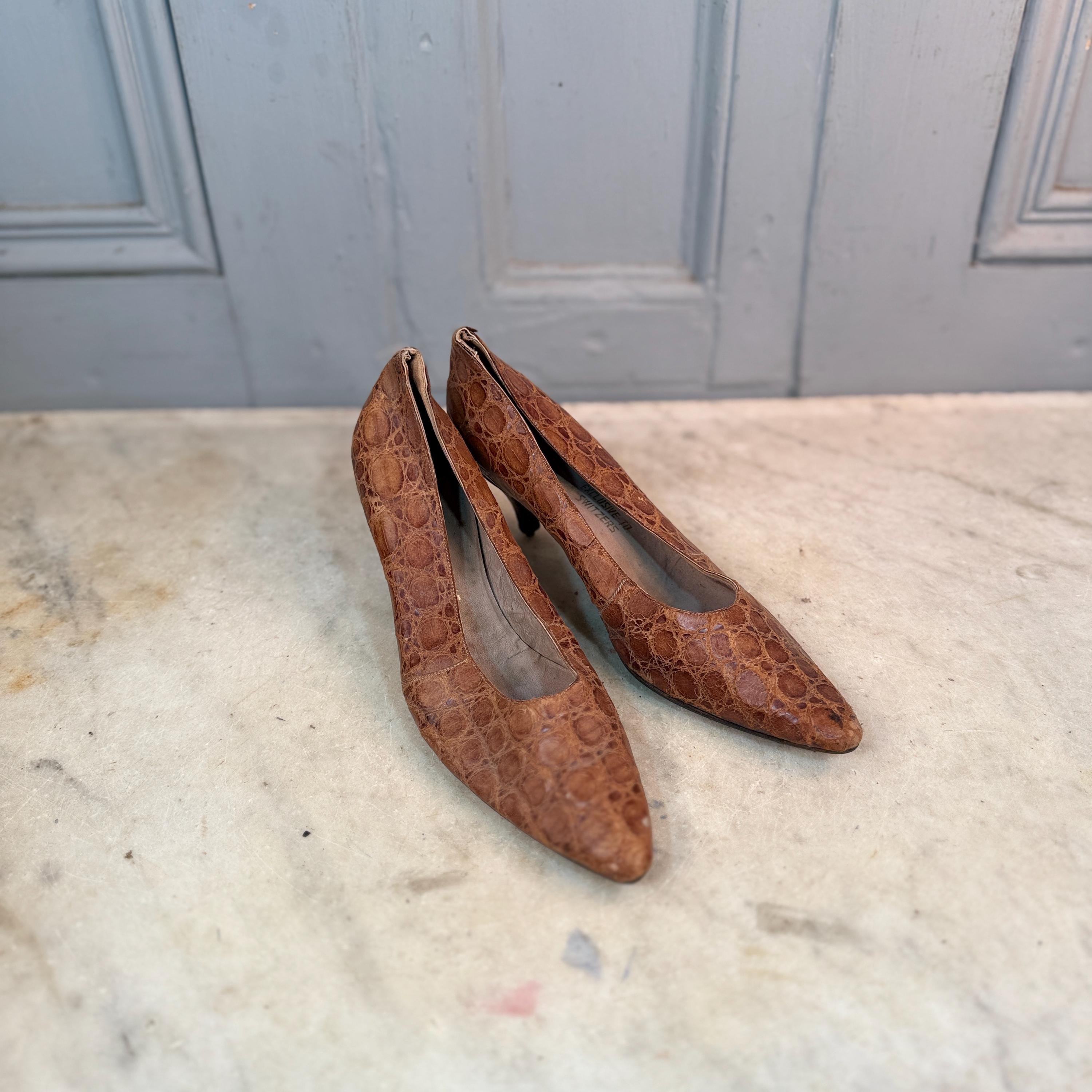 Antique vintage brown leather ladies shoes size 36 UK 3