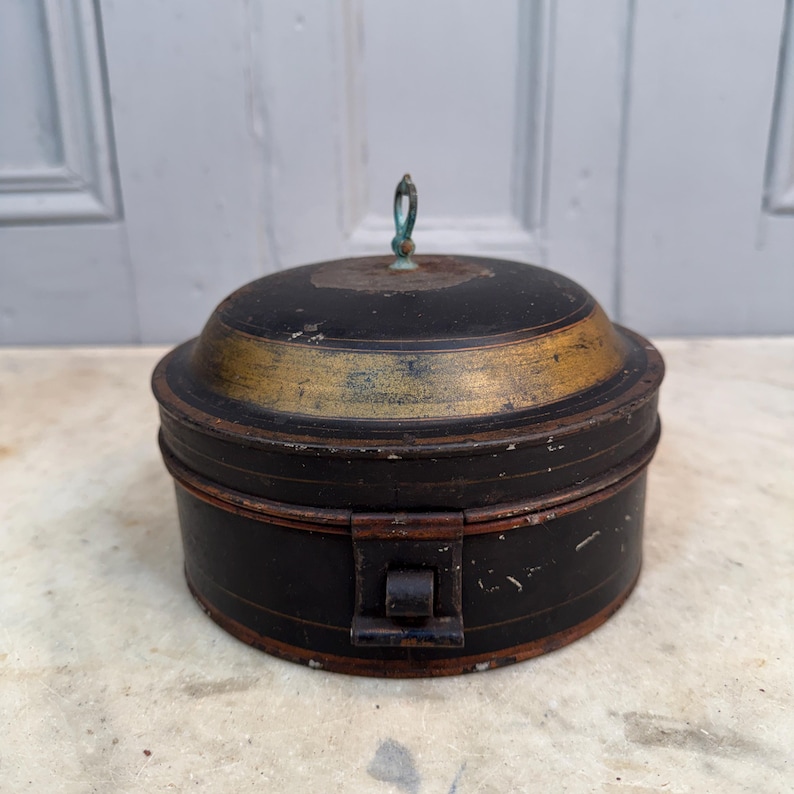 Antique Victorian Toleware Circular Spice Tin - Etsy