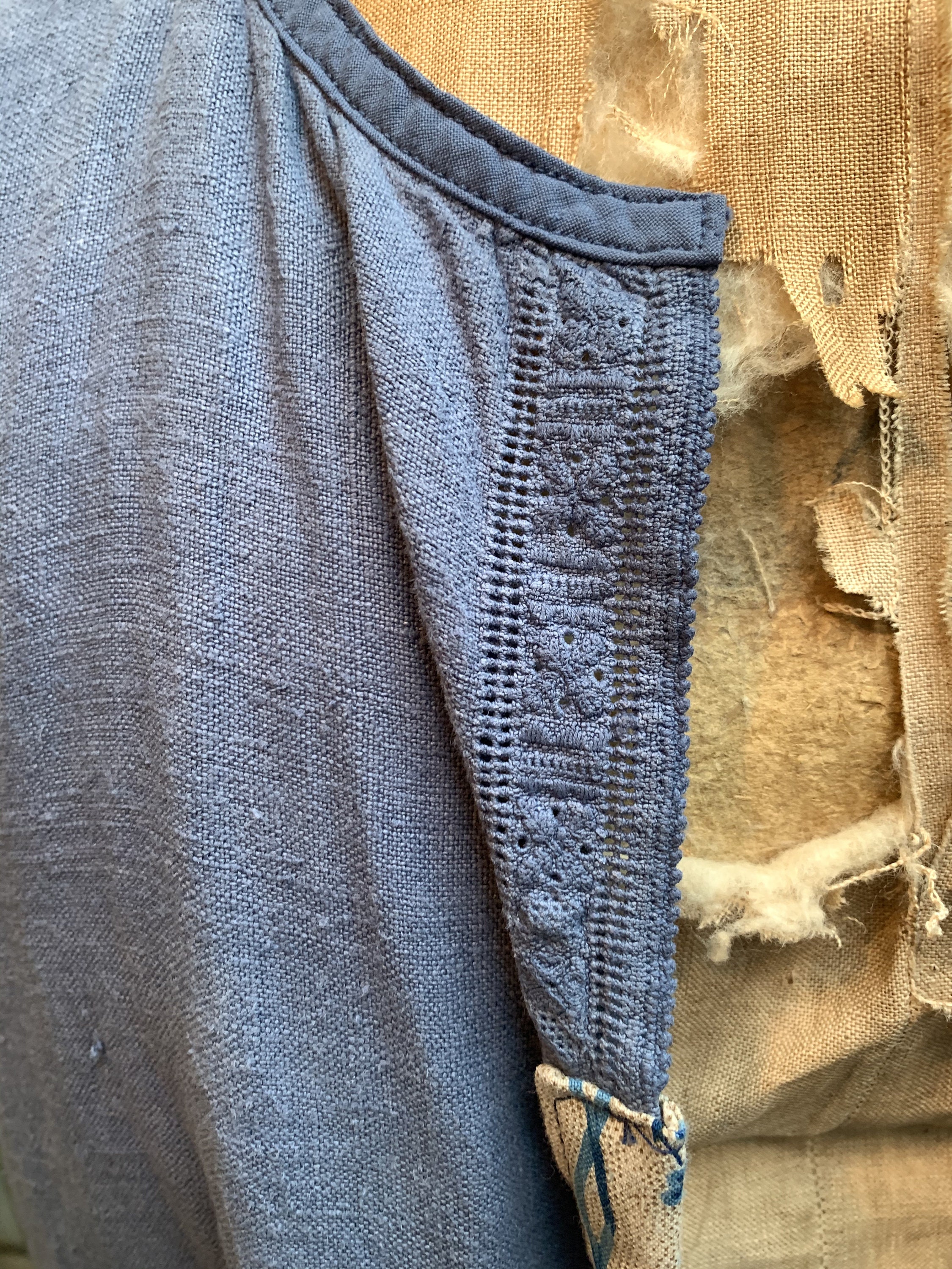 Antique French Blue Linen Dressing Gown Housecoat Jacket With Etsy