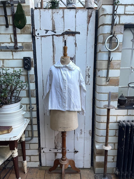 Antique French white brushed cotton warm blouse si