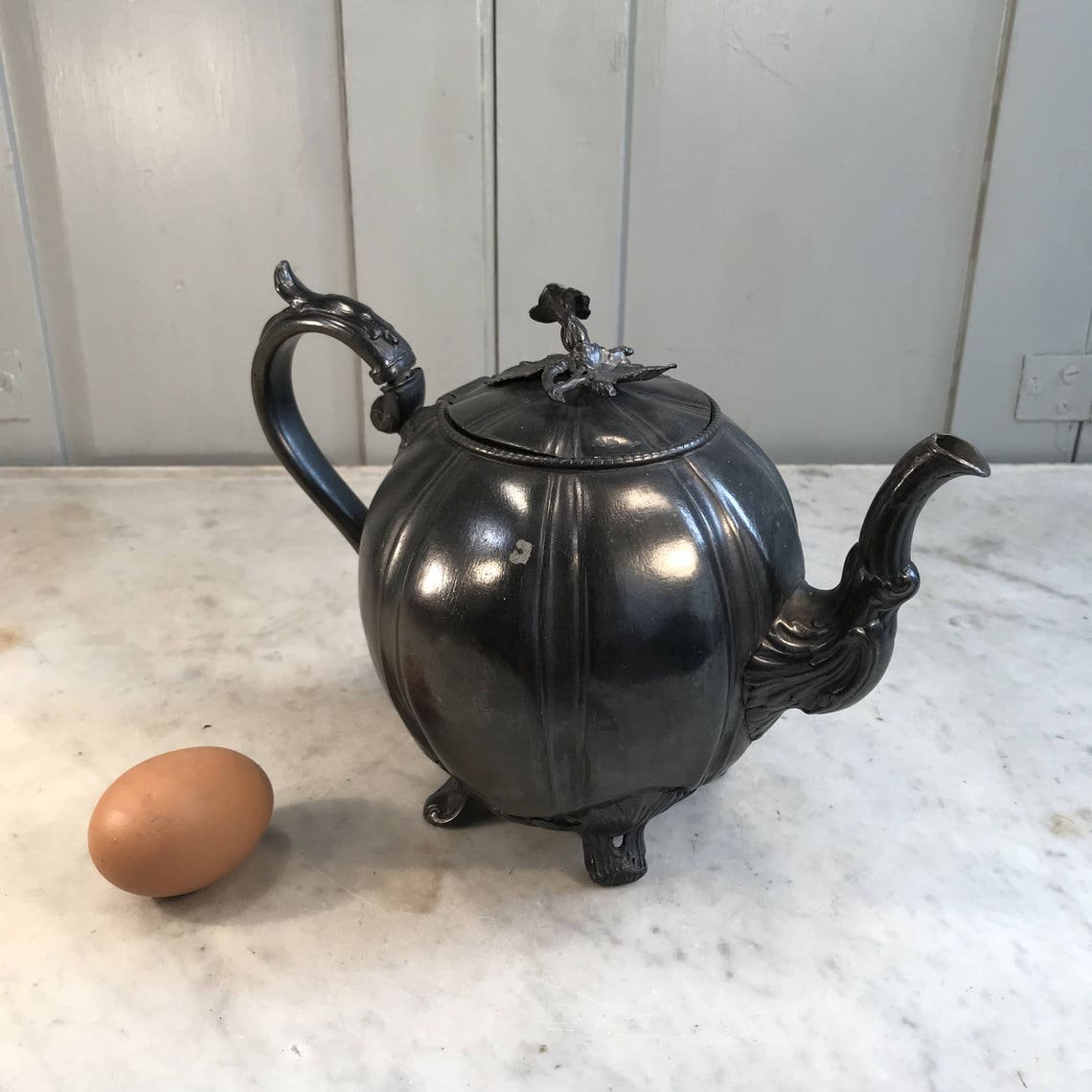 Antique decorative pewter teapot by James Dixon & Sons Etsy
