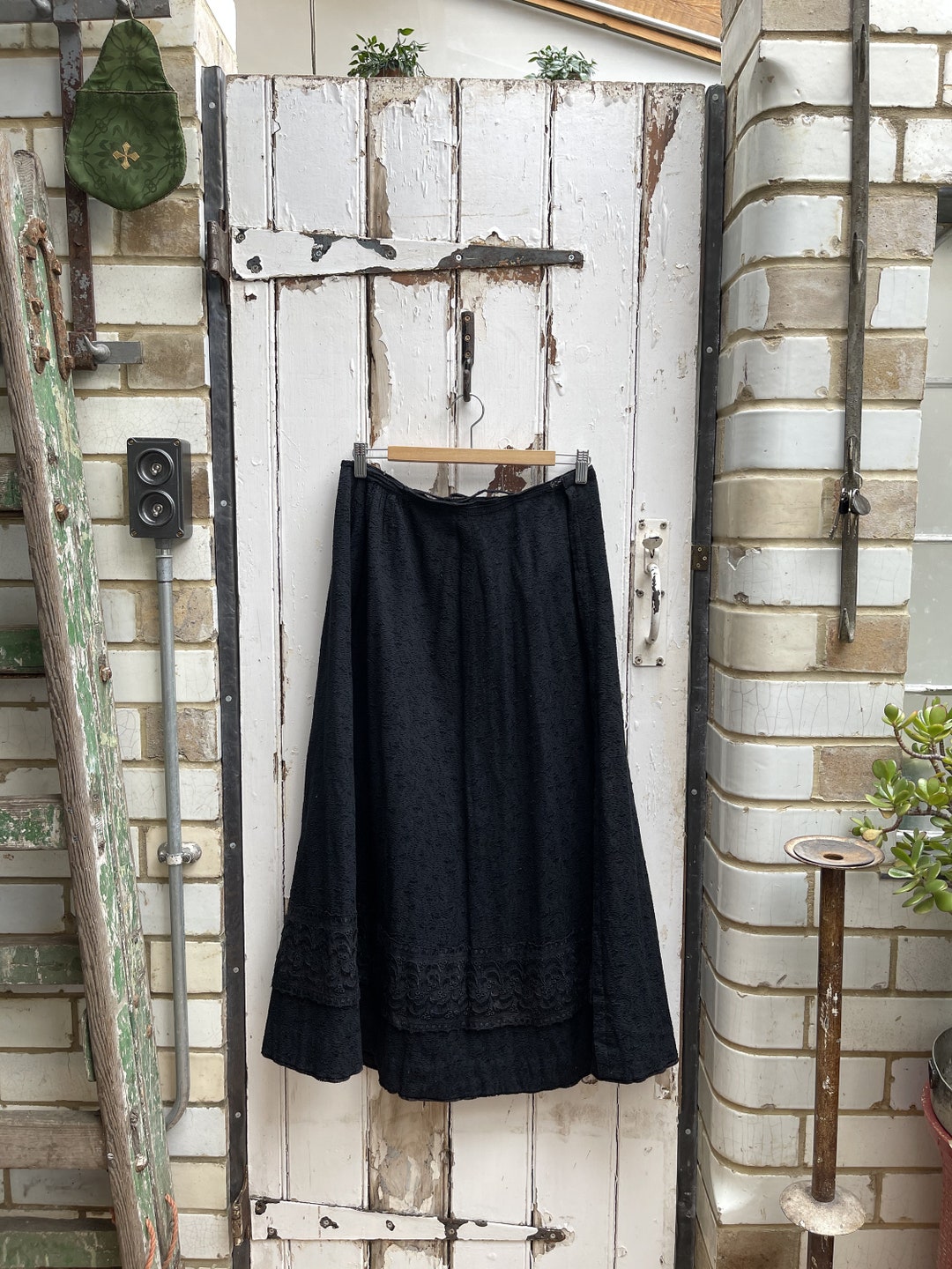 Antique Dutch Handmade Black Textured Wool Tiered Skirt Size M - Etsy UK
