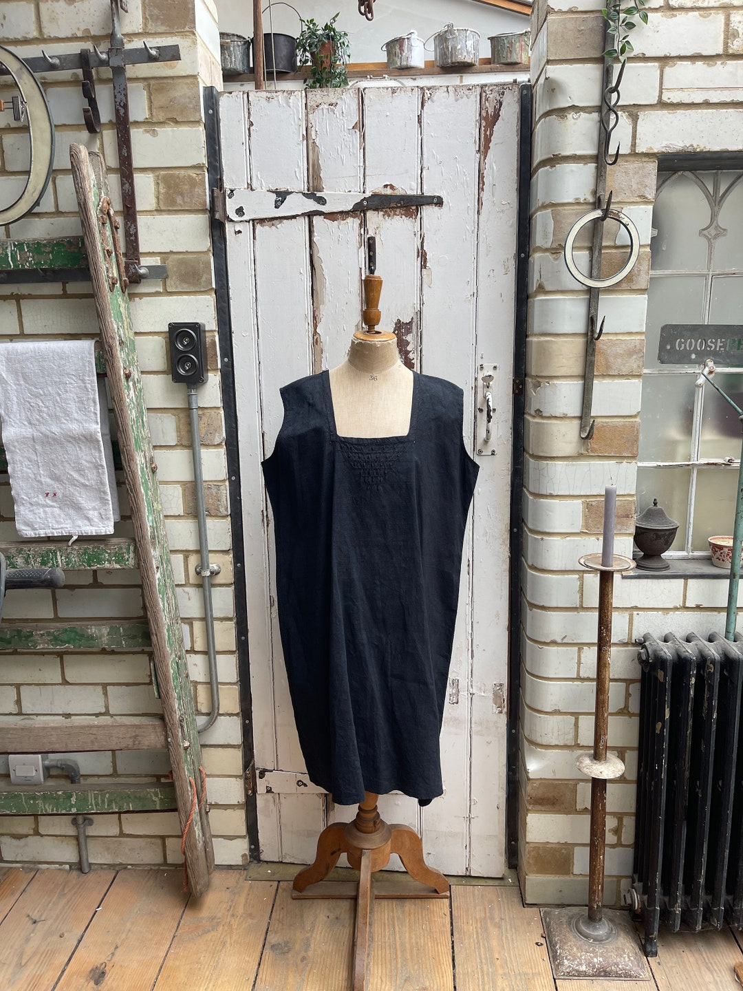 Antique French Black Linen Shift Dress Size L - Etsy