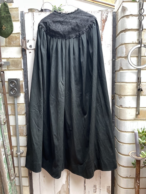 Antique Dutch handmade long black wool cape cloak… - image 6