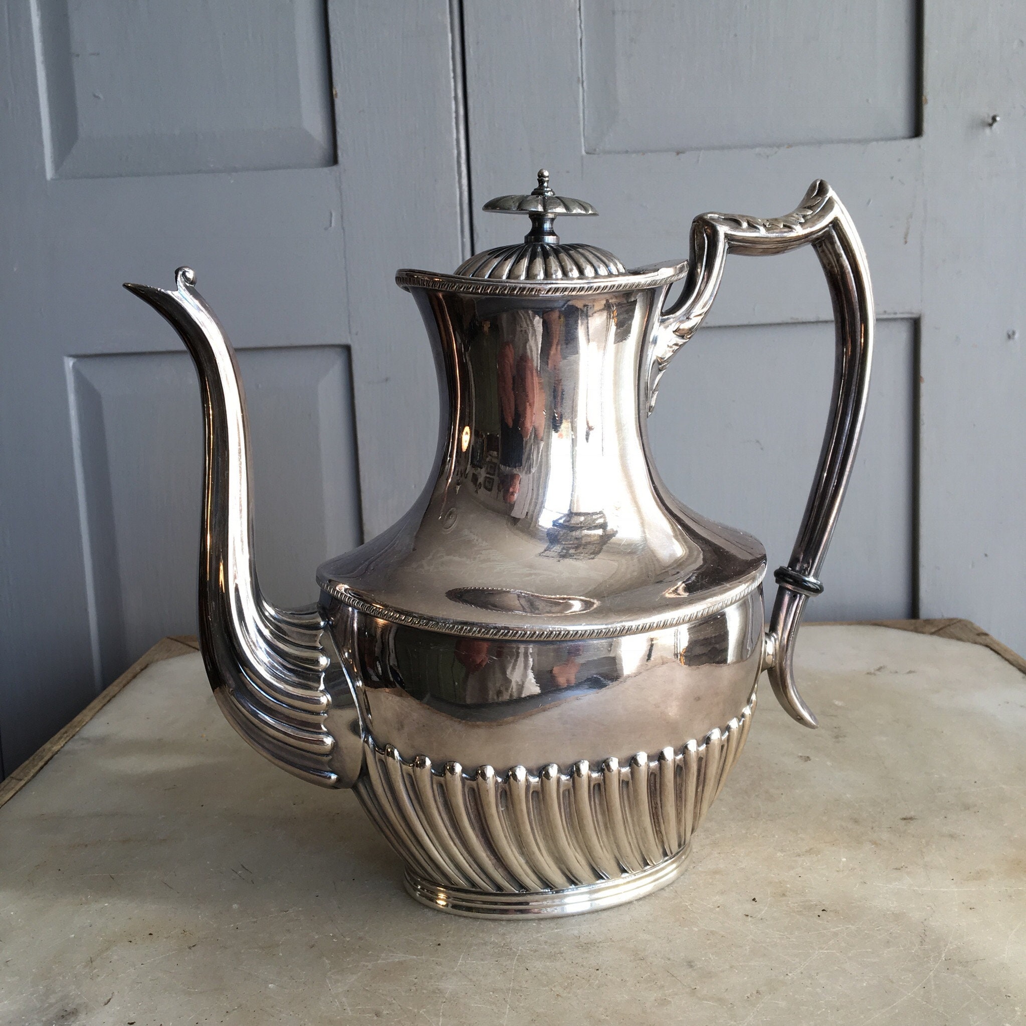 Antique English silver plated coffee pot Etsy