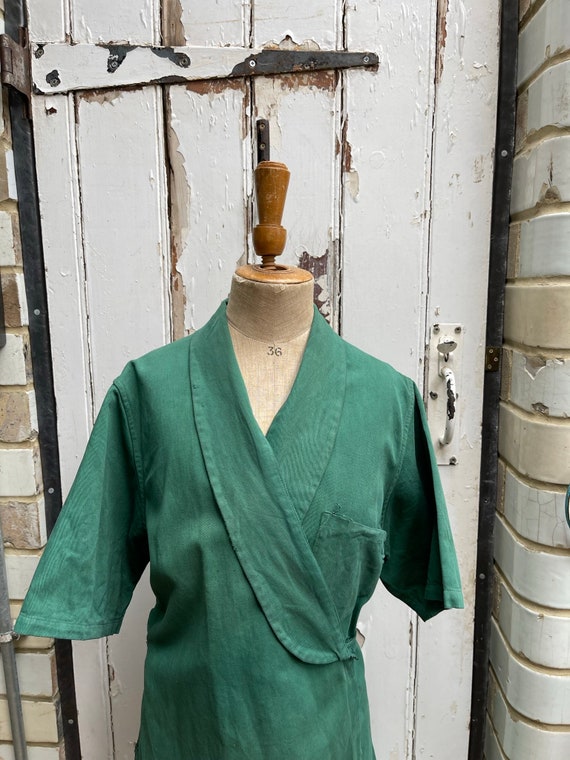 Antique British WW2 workwear green cotton chores … - image 2