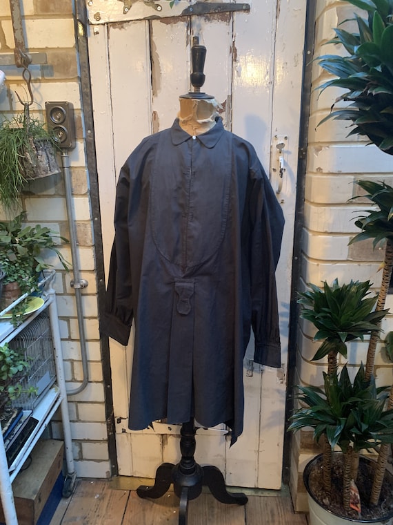 Antique French grey cotton dress shirt chemise siz