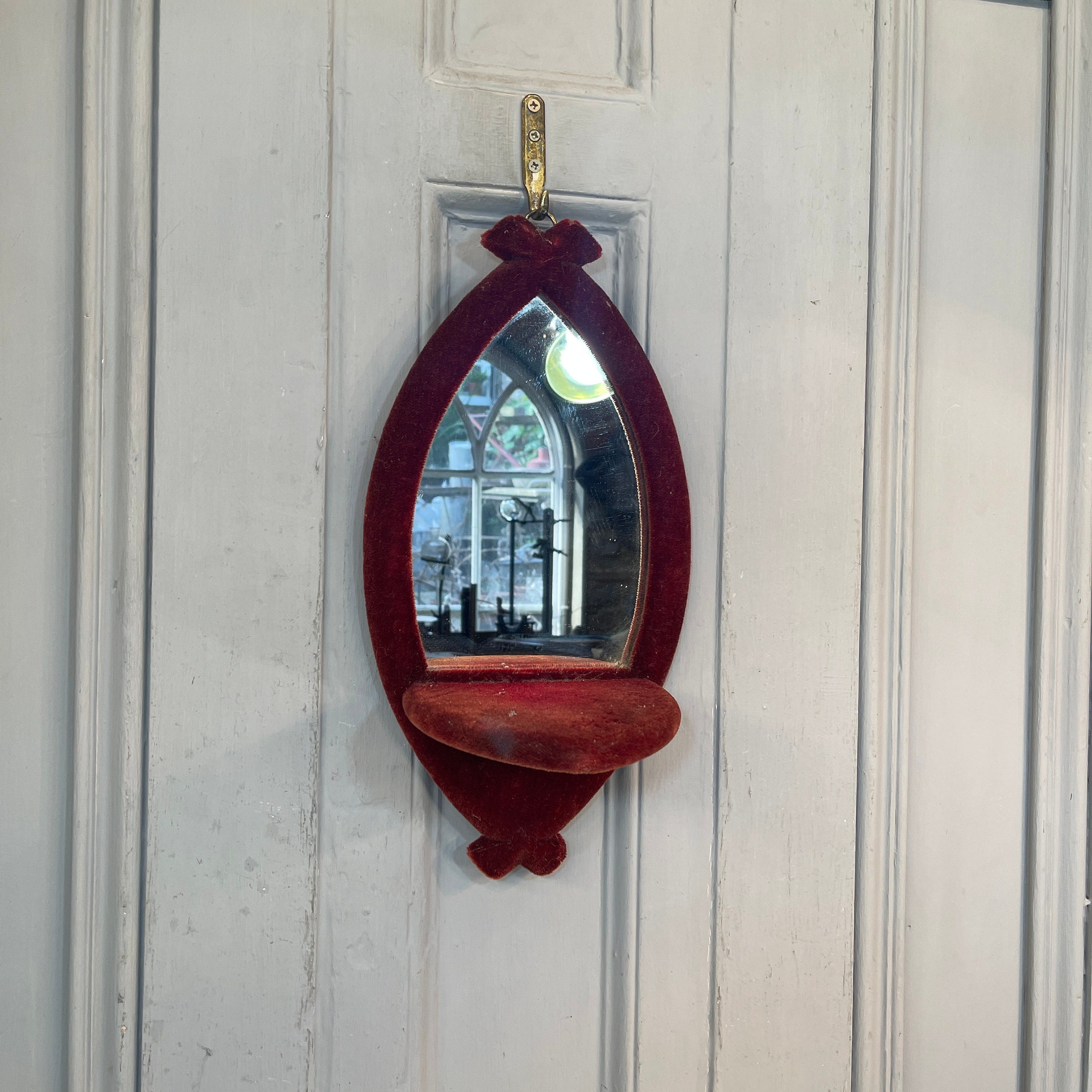 Antique French Red Velvet Framed Wall Mirror With Shelf - Etsy