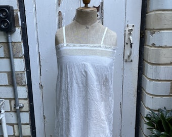 Antique French lingerie soft white cotton camisole top size XS petite