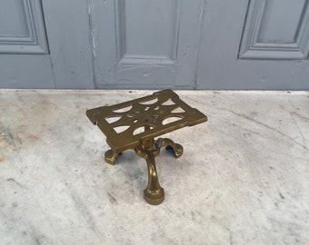 Antique Victorian brass trivet adjustable stand