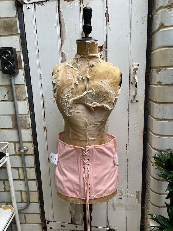 Antique vintage English lingerie pink corset - image 1