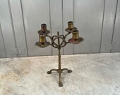 Antique brass Elizabethan style candlestick or candelabra