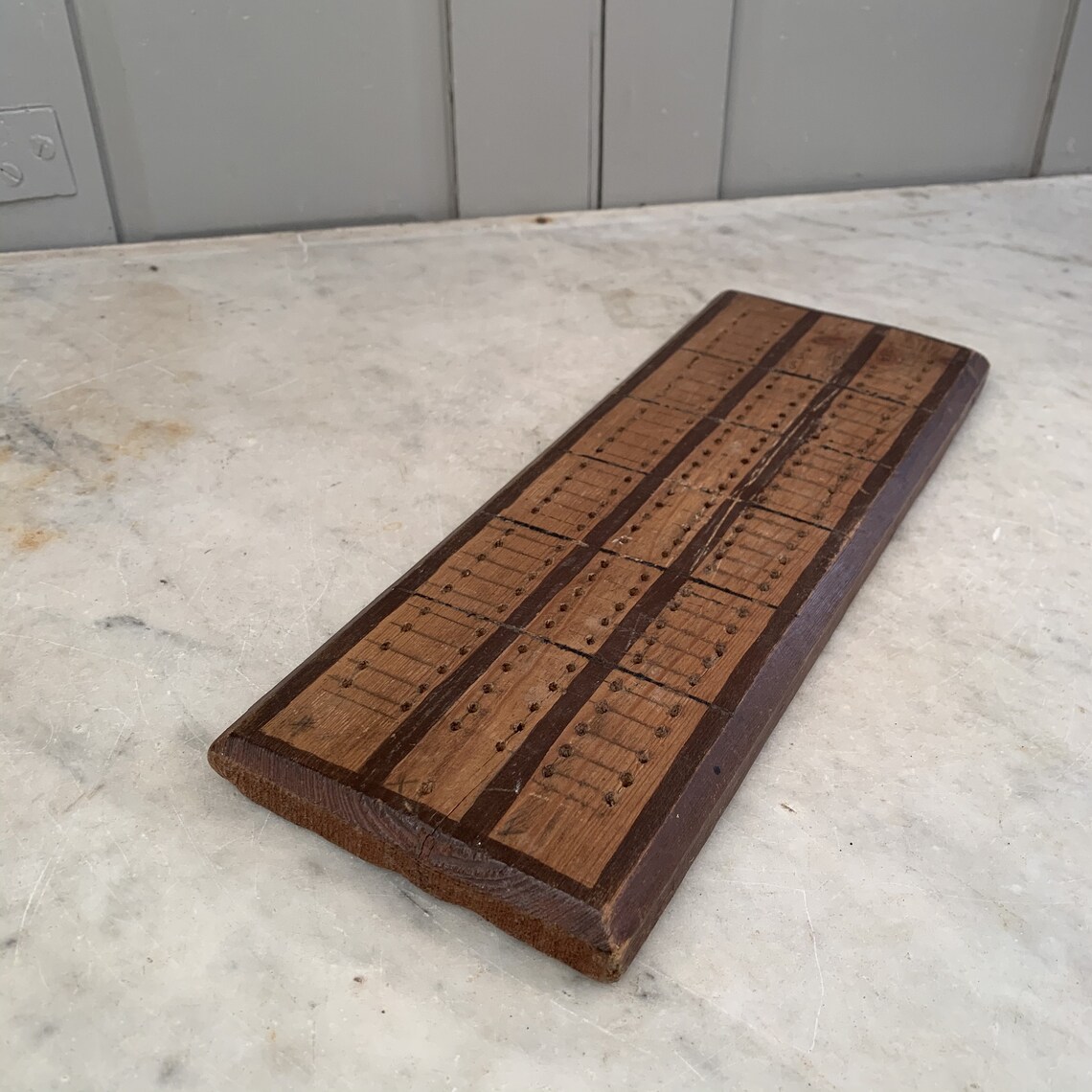 Antique large wooden cribbage board | Etsy