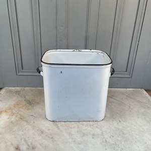 Antique white enamel bread bin