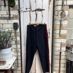 Vintage dark blue wool military uniform trousers with red stripe size 12