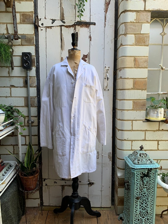 Antique vintage French white cotton workwear chore