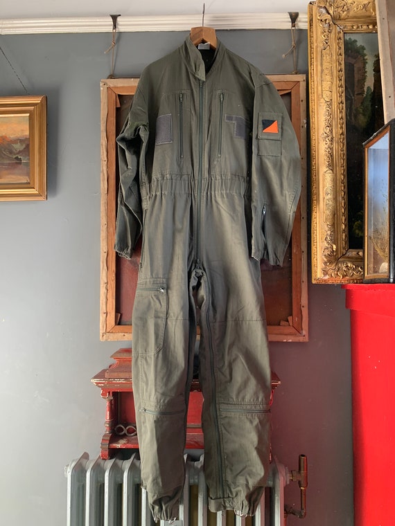 Vintage French khaki cotton jumpsuit boiler suit w