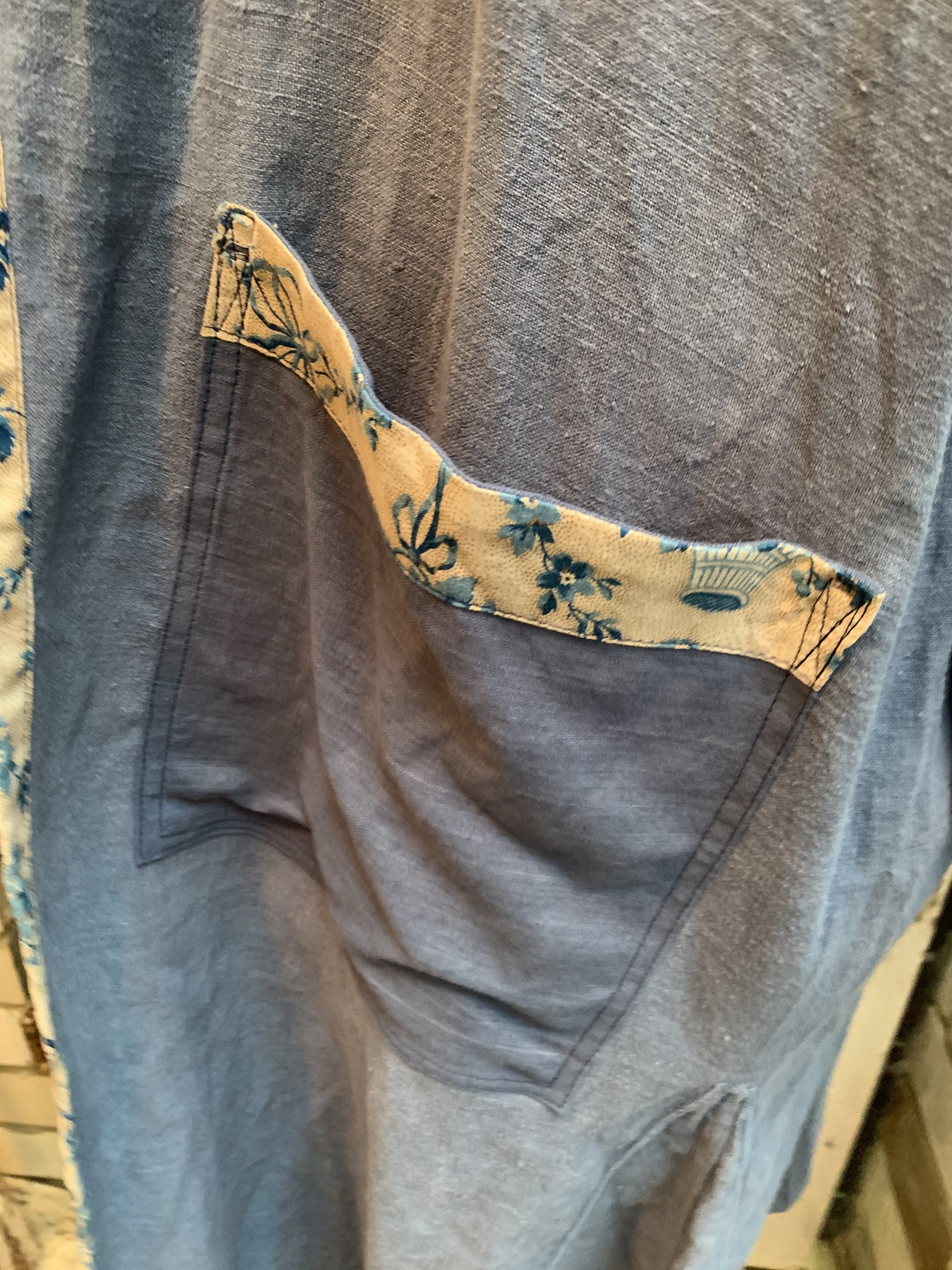 Antique French Blue Linen Dressing Gown Housecoat Jacket With Etsy