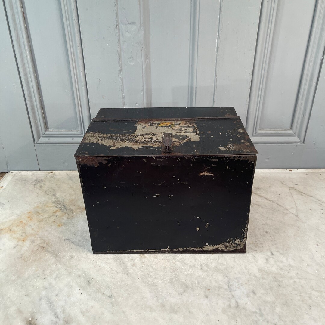 Antique Toleware Tin Storage Box Container - Etsy