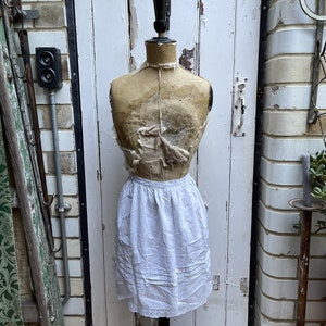 Antique white cotton apron with lace trim size S image 1
