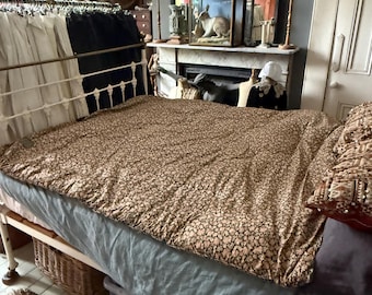 Edredón inglés antiguo de algodón doble con estampado floral