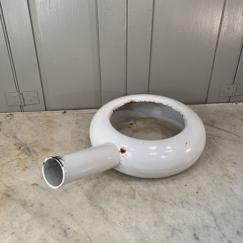 Antique English White Enamel Bedpan Etsy