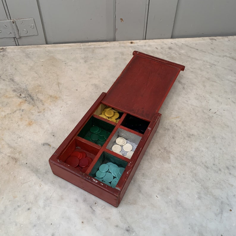 Antique Vintage Box of Gaming Counters Etsy